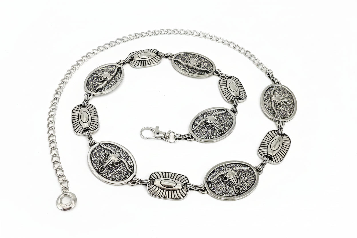 Ceinture chaîne en argent Vintage pour femme